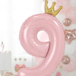 Partydeco Stehender Folienballon Mit Ziffer (1-9, Hellrosa) 24 Partydeco Stehender Folienballon Mit Ziffer (1-9, Hellrosa) -Kinderspielzeug FB126M 9 081J 02 S
