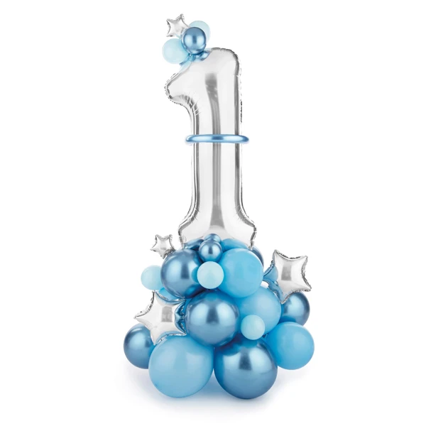Partydeco Ballon Bouquet Ziffer „1“ (blau) 3 Partydeco Ballon Bouquet Ziffer „1“ (blau)