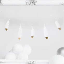 Partydeco Feder-Girlande (weiß)