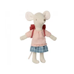 Maileg Dreiradmaus, Große Schwester Mit Tasche (H 13 Cm, Rot) -Kinderspielzeug dreiradmaus grosseschwester1