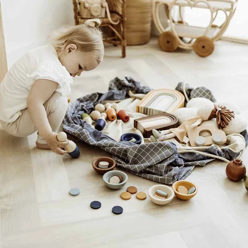 „Grid Blue“ Toy Storage Bag (2 In 1 Spielmatte) 4 „Grid Blue“ Toy Storage Bag (2 In 1 Spielmatte) – Bild 2