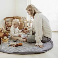 „Grid Blue“ Toy Storage Bag (2 In 1 Spielmatte)