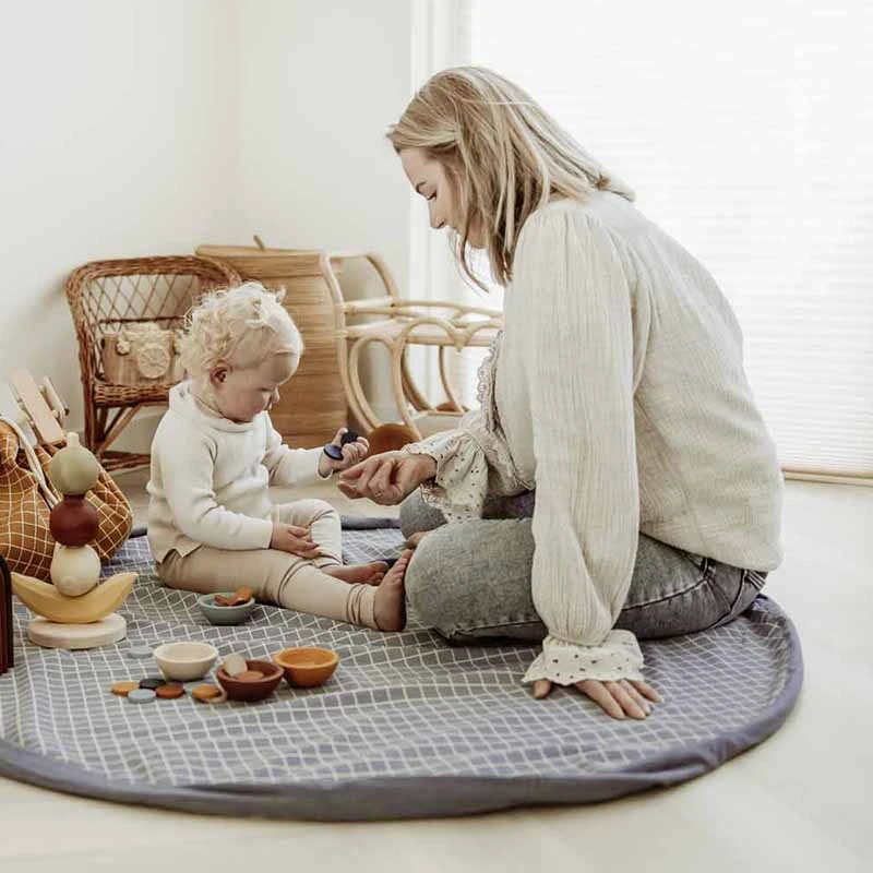 „Grid Blue“ Toy Storage Bag (2 In 1 Spielmatte) 3 „Grid Blue“ Toy Storage Bag (2 In 1 Spielmatte)