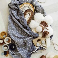 „Grid Blue“ Toy Storage Bag (2 In 1 Spielmatte) 20 „Grid Blue“ Toy Storage Bag (2 In 1 Spielmatte) -Kinderspielzeug grid blue5