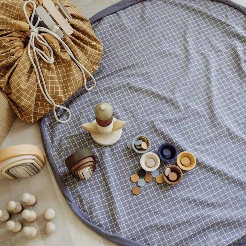 „Grid Blue“ Toy Storage Bag (2 In 1 Spielmatte) 9 „Grid Blue“ Toy Storage Bag (2 In 1 Spielmatte) – Bild 7