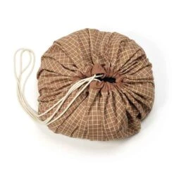 „Grid Brown“ Toy Storage Bag (2 In 1 Spielmatte) -Kinderspielzeug grid brown4