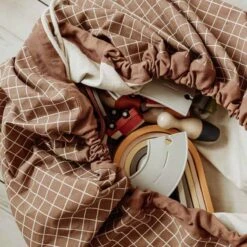 „Grid Brown“ Toy Storage Bag (2 In 1 Spielmatte) -Kinderspielzeug grid brown7