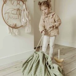 „Grid Green“ Toy Storage Bag (2 In 1 Spielmatte) -Kinderspielzeug grid green2