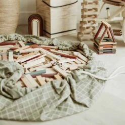 „Grid Green“ Toy Storage Bag (2 In 1 Spielmatte) -Kinderspielzeug grid green8